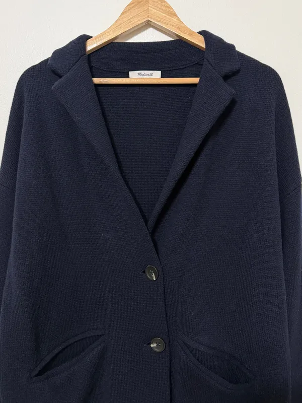 Madewell Navy Blazer Sweater Cardigan Jacket Size Small Oversized Merino Wool - Image 4