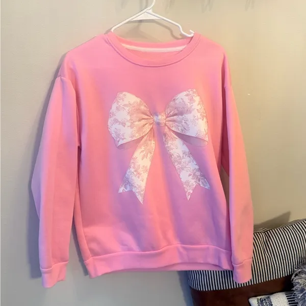 Blush Pink Bow Coquette Sweater Size Small - Image 3