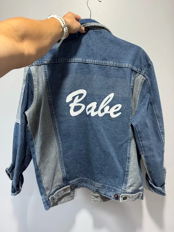 Custom Vintage Denim patch jacket Blue Size M - Image 2