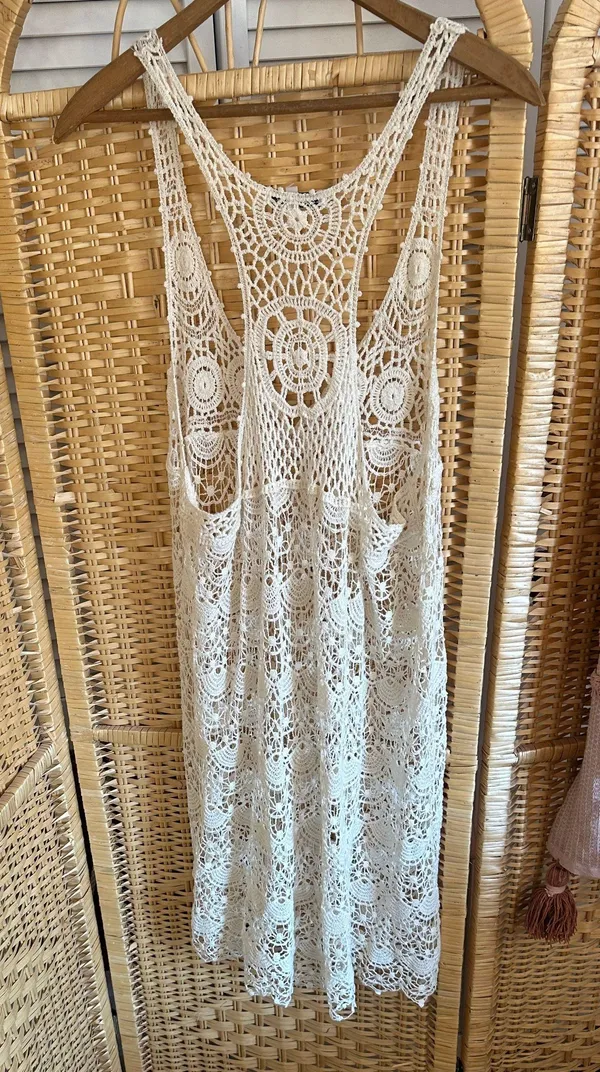 Blue Island Boho Lace Beach Cover Up - Image 3