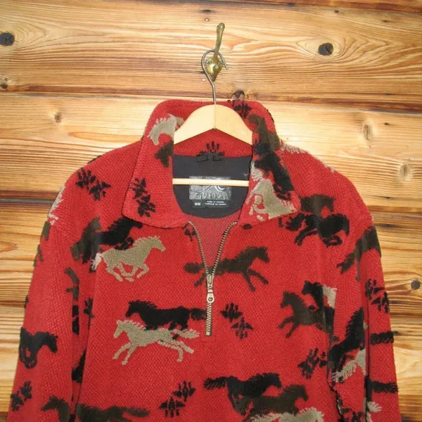 Vintage Tsunami Southwestern Equestrian Fleece Pullover Sweatshirt - Image 3