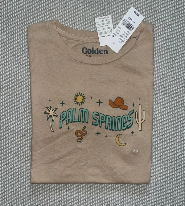 PacSun Golden Hour Tan Graphic Palm Springs Baby Tee Shirt - Image 2