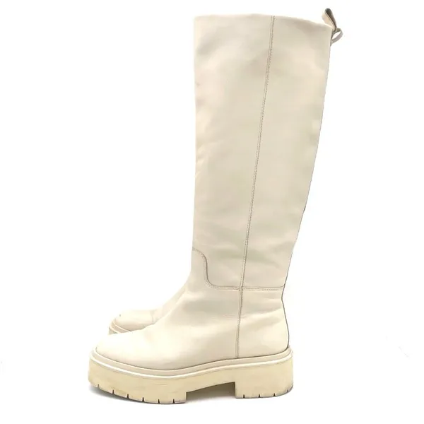 Sam Edelman Larina Boot Ivory Cream Leather Tall Lug Sole Boots Women’s Size 7.5 - Image 2
