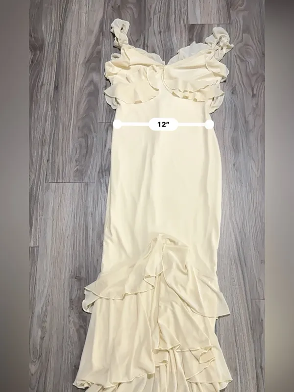 SHEIN Pale Yellow Ruffle V-Neck Maxi Dress - Image 7