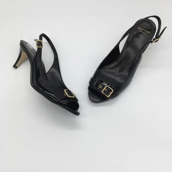Cole Haan Grand OS Peep Toe Slingback Heel - Black - 8 - Image 7