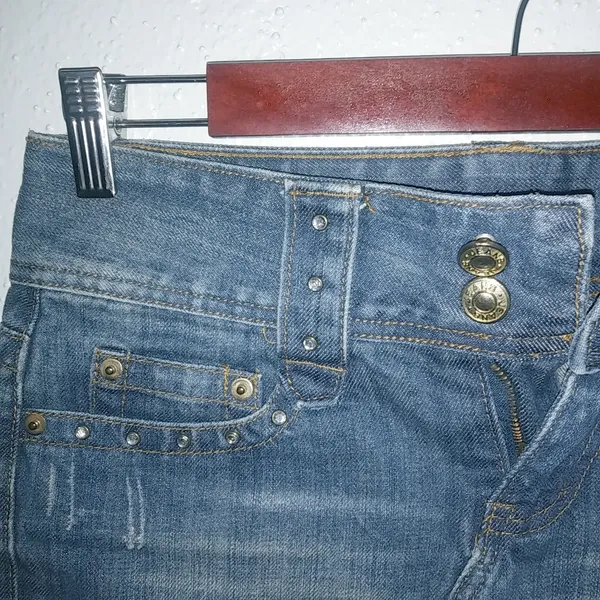 WBL Jeans S 28 Y2K Gold Crown Jewels Jeans Mini Skirt - Image 4