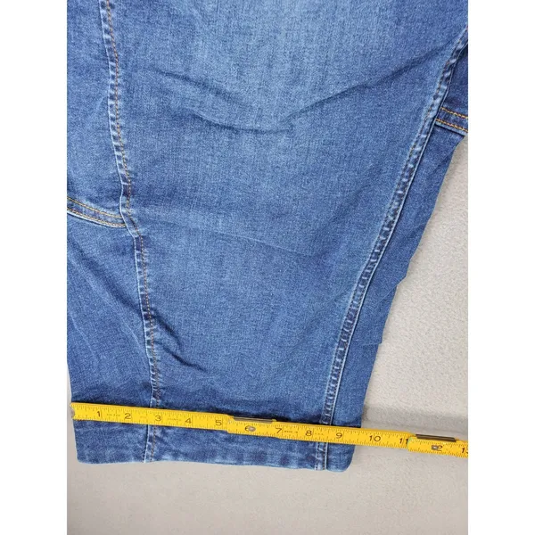 RUTI Barrel Leg Jeans Womens 4 Blue High Rise Seam Detail Relaxed Fit Cropped - Image 9