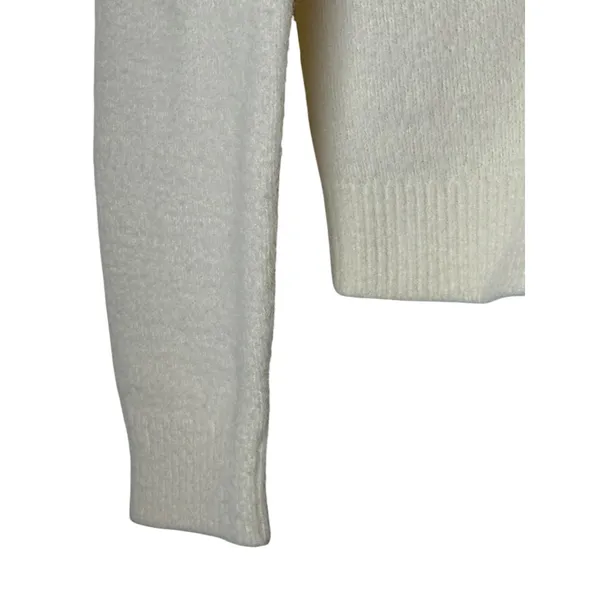 The Drop Francine V Neck Cardigan‎ Women Small Ivory Knit Cozy Fuzzy Sweater - Image 6