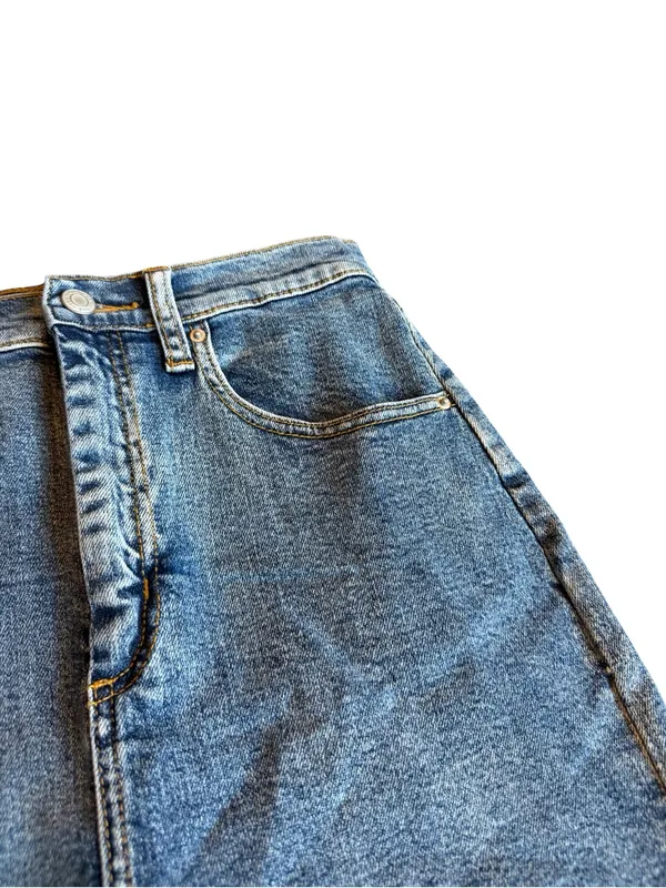Wilfred Free Aritzia Denim Skirt Tanit Medium Wash Raw Hem Casual Size 6 NWT - Image 6