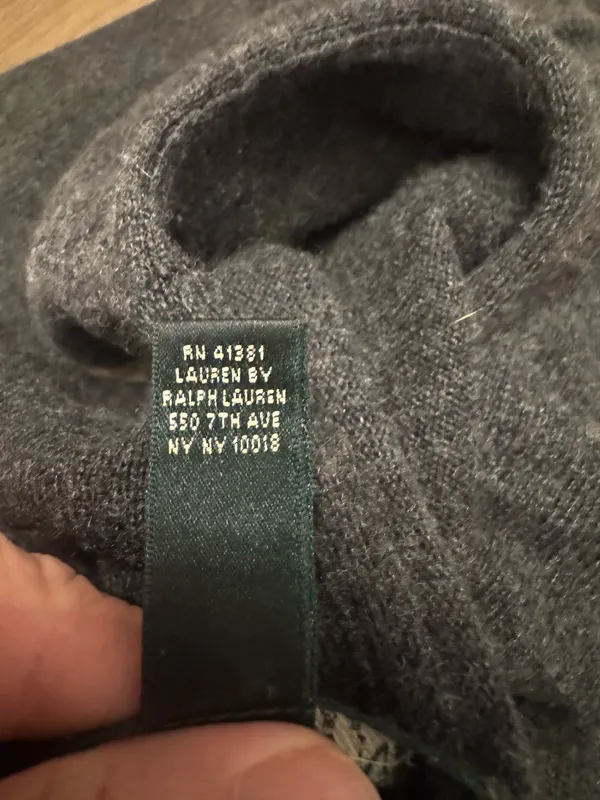 Lauren Ralph Lauren Size XS Ruffle Neckline Gray Sweater Silk & Cashmere - Image 6