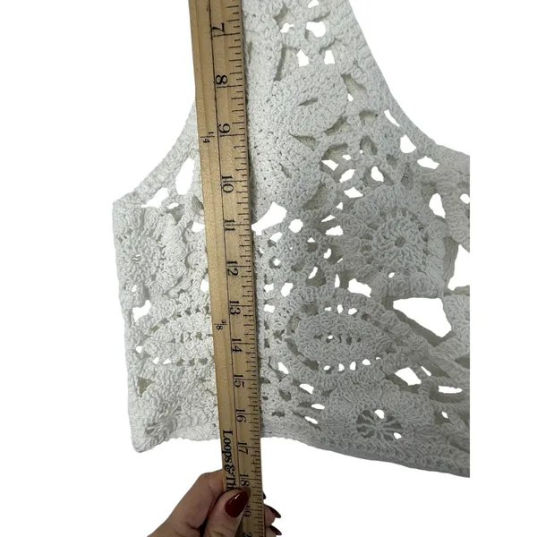 SNDYS Revolve Crochet Lace Crop Top XL White Boho Festival Cottage - Image 5