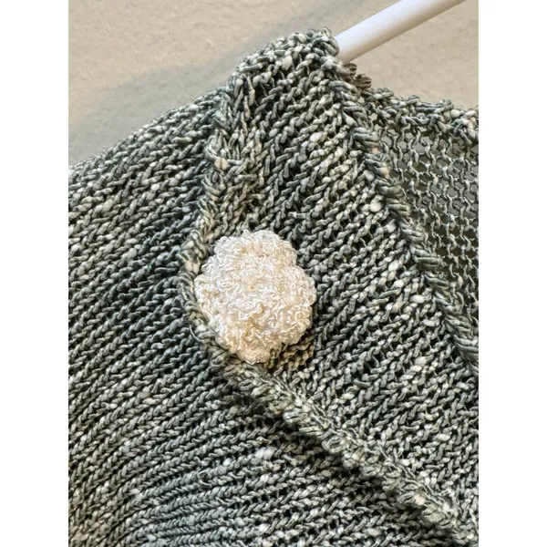 Pour Toi Green Cardigan Sweater Size XL‎ Open Collar Lagenlook Artsy Unique - Image 3