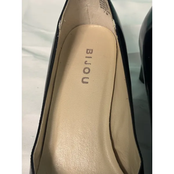 Bijou‎ Shoes Leather Heel Black Shoes Slip-on size 7. S-650 - Image 7