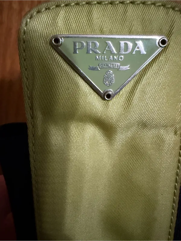 Prada Lime Green Logo Triangle Pouch - Image 3
