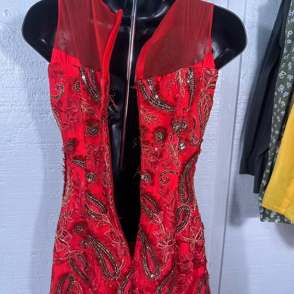 Gail McInnes Designs Red Sleeveless Dress with Detachable Skirt See Measure EUC - Image 12