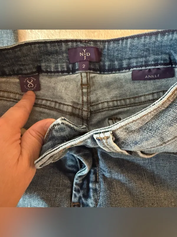 NYDJ (Not Your Daughter's Jeans) Marilyn Blue Distressed Skinny Jeans Size 2 - Image 4