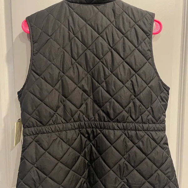 St. John's Bay Black Quilted Vest with Gold Accent - Image 3
