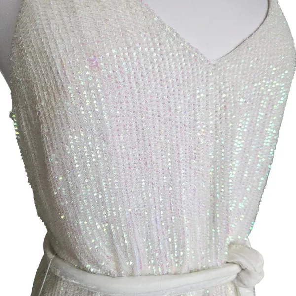 RETROFÉTE‎ Claire Belted Sequined Chiffon Mini Dress Iridescent XL NEW - Image 8