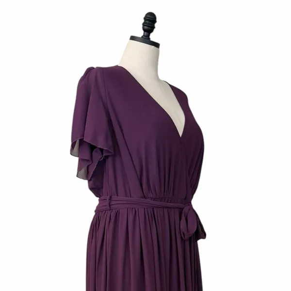 Baltic Born Maxi Dress 3XL Wrap V Neck Flutter Sleeve Belted Plum Purple Gown - Image 8