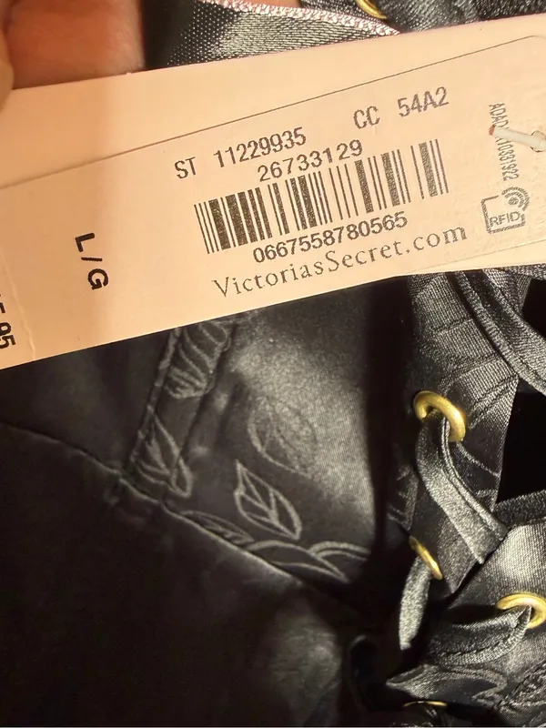 Victoria's Secret Black Lace-Up Bustier Dress with Floral Jacquard Large NWT - Image 6