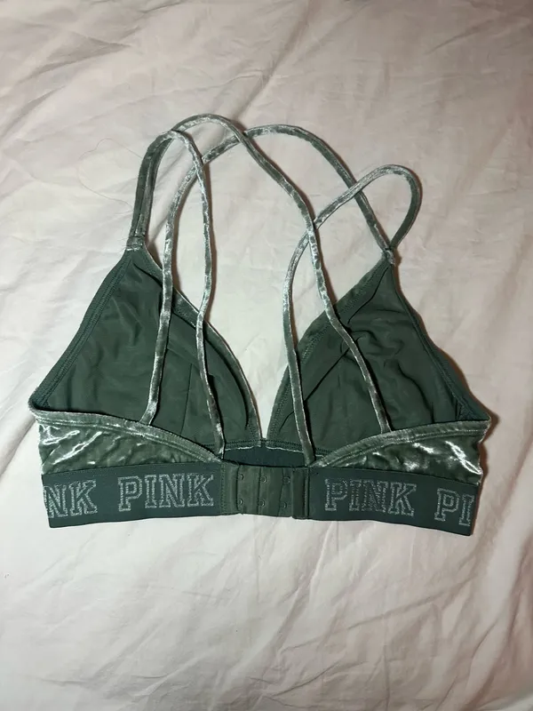 PINK Victoria's Secret Velvet Bralette in Dark Green - Image 2