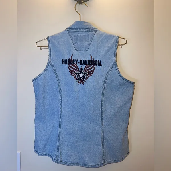 Harley-Davidson Denim Vest | Y2K Vintage |‎ Size M - Image 2