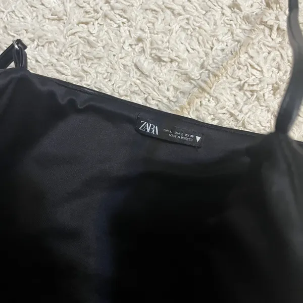 ZARA Faux Leather Black Cropped Tank Size Large - Image 2