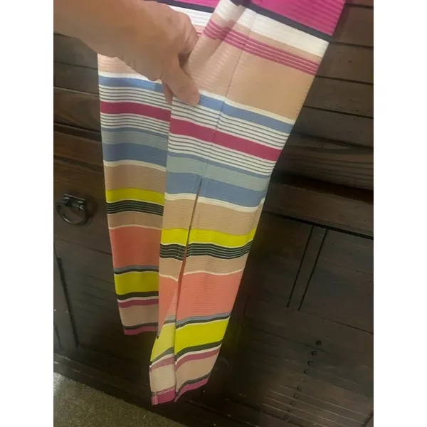 GUESS Multi-color Bright Striped Maxi Dress Size 4 Ribbed Short Sleeve Happy - Image 6