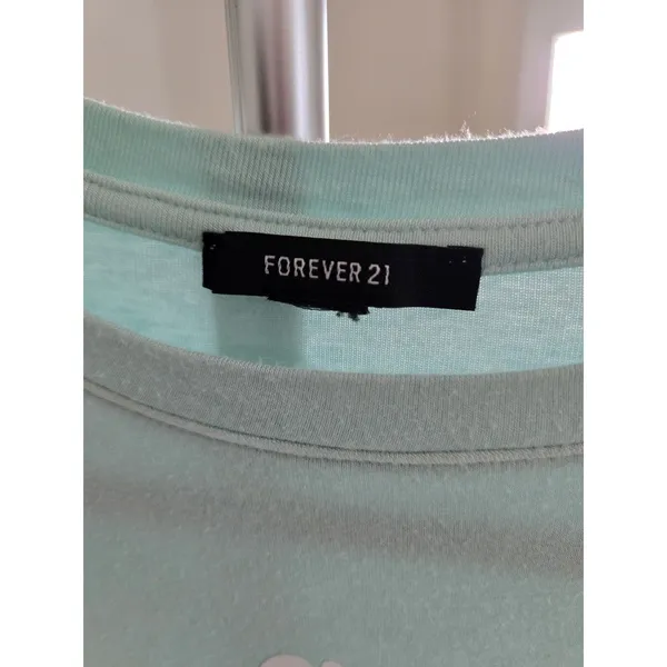 ​Forever 21 Small Mint Green Baby Girl Heart Graphic Crop Top Long Sleeve - Image 3