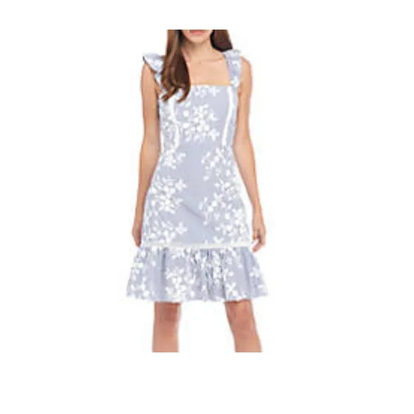 Sam Edelman Embroidered Eyelet Ruffle Sleeve Dress Size 8 - Image 9