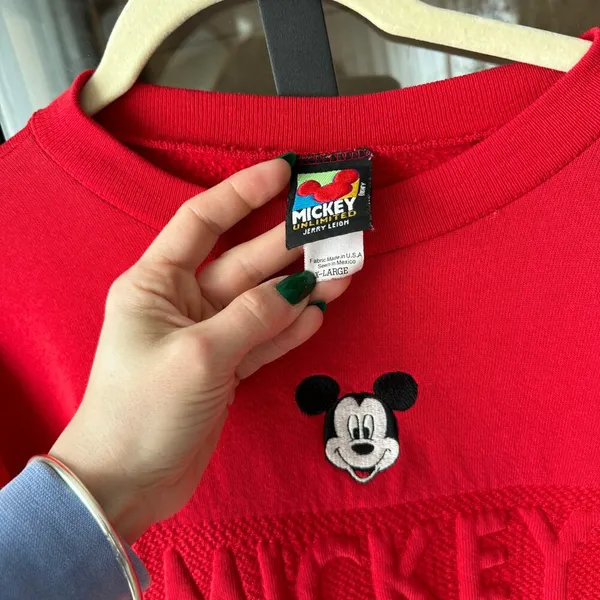 Vintage Disney store mickey mouse embroidered crewneck pullover sweatshirt - Image 4
