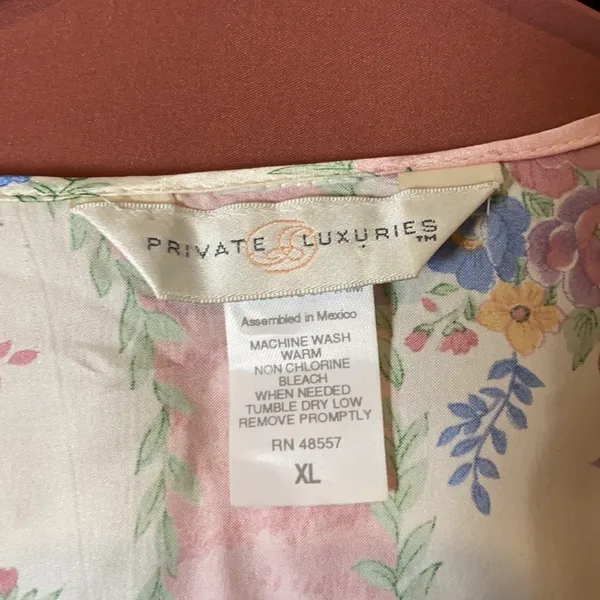 FLORAL SATIN DUSTER / HOUSE ROBE Pink Size XL - Image 3