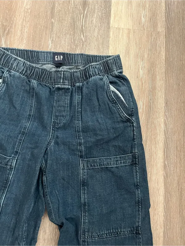 Gap Womens Wide Leg Jeans Medium Dark Wash Denim Easy Cargo Jean Pull On Utility - Image 5