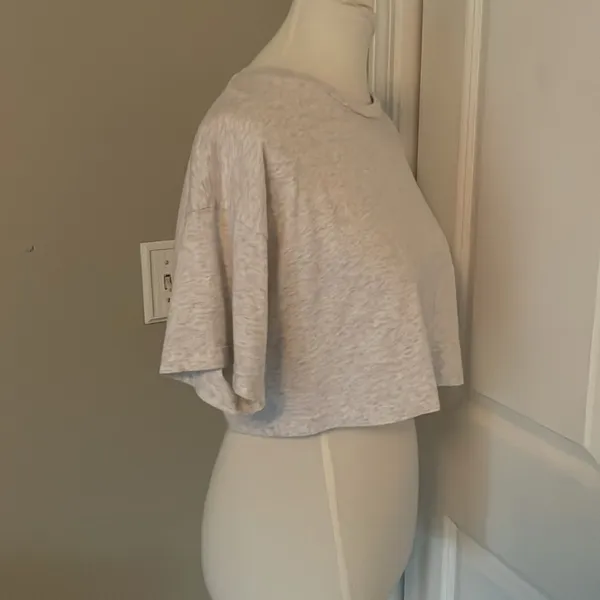 😻 Super Cute TNA Aritzia Light Grey Short Sleeve Cropped T Shirt - Image 6