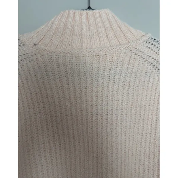 Pilcro Dawn Mock-Neck Chunky Sweater Cream/Peach Women's Size Large - Image 4