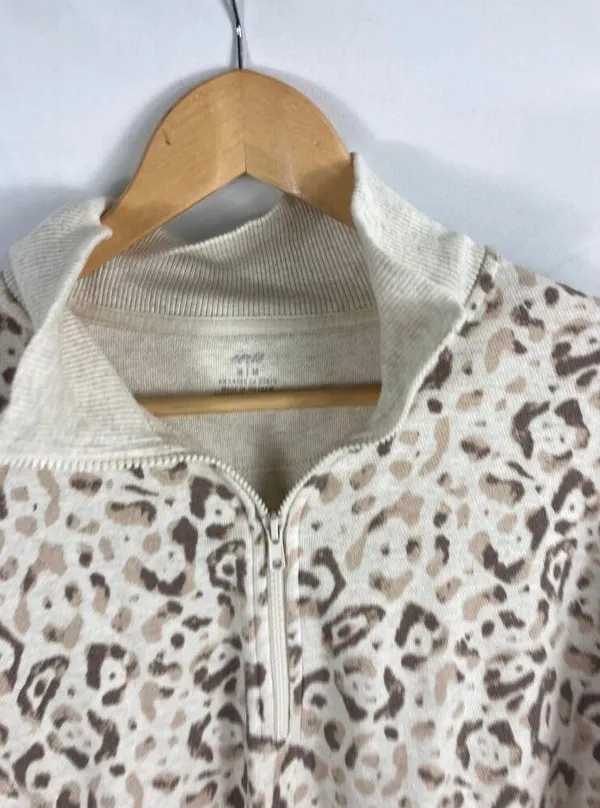 Aerie Animal Print 1/4 Zip Oversized Sweatshirt Size Medium - Image 4