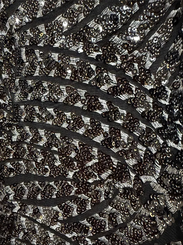 Vince Camuto Black Sequin Mini Slip Dress with Silver Accents - Image 6