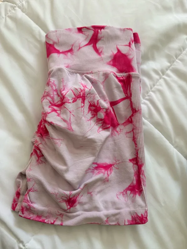 Pink tie dye scrunch booty shorts size L - Image 5