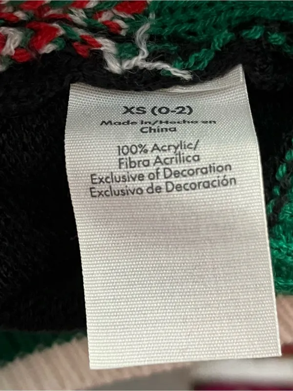 No Boundaries Crew Neck Ugly Christmas Sweater Embellished Santa Black XS - Image 3