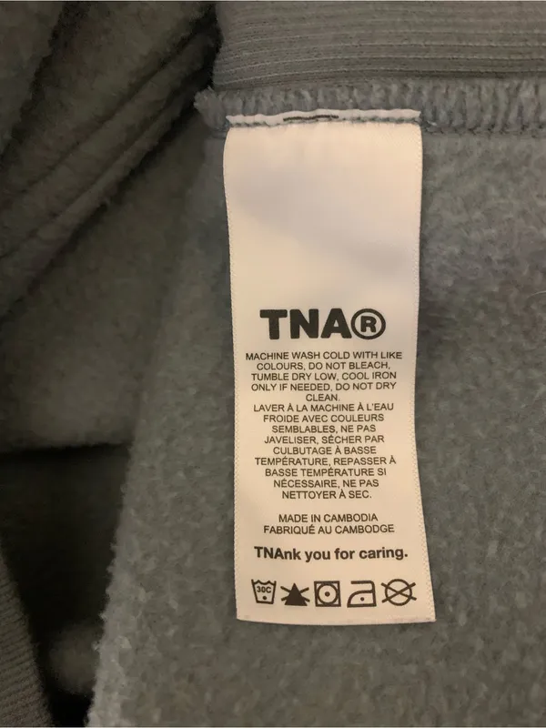 TNA Cozy Fleece Blue Boyfriend Fit Pullover Hoodie XS Oversized Streetwear - Image 5