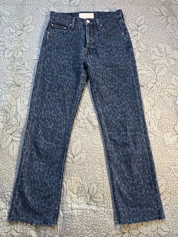 💥MOTHER Superior The Tomcat Sinister Leopard Print Raw Hem Ankle Jeans Size 24🧡 - Image 3