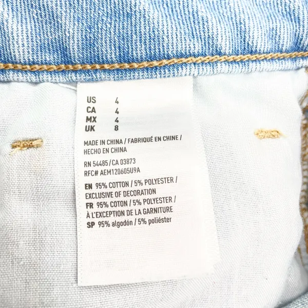 American Eagle Womens 4‎ Denim Mini Skirt Light Wash Distressed Hem Button Fly - Image 9