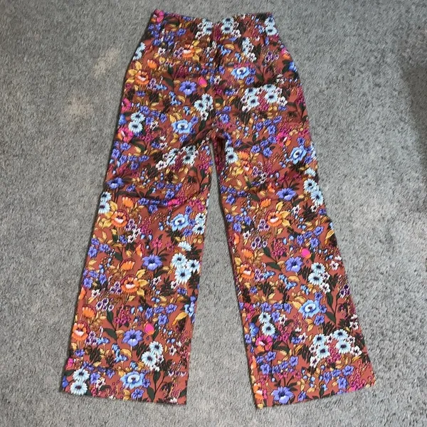Anthropologie Maeve Flower Power‎ Wide Leg Ankle Cropped Trouser Pant 0 - Image 6