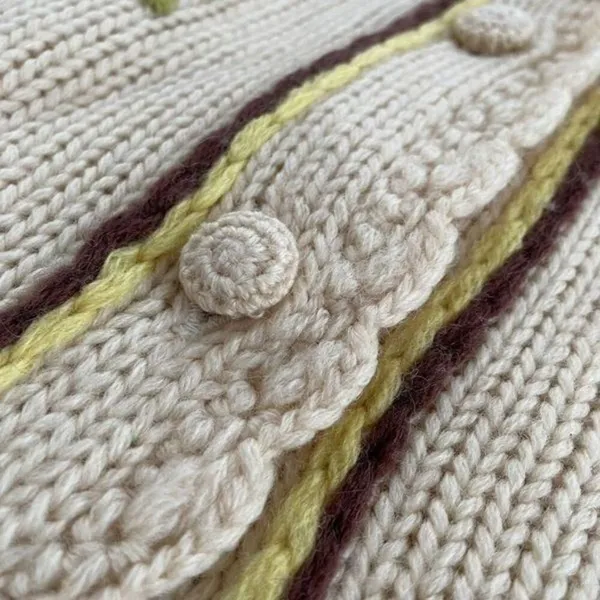 Vintage 50s Hand Fashioned Hand Loomed 100% Virgin Wool Button Cardigan M - Image 4