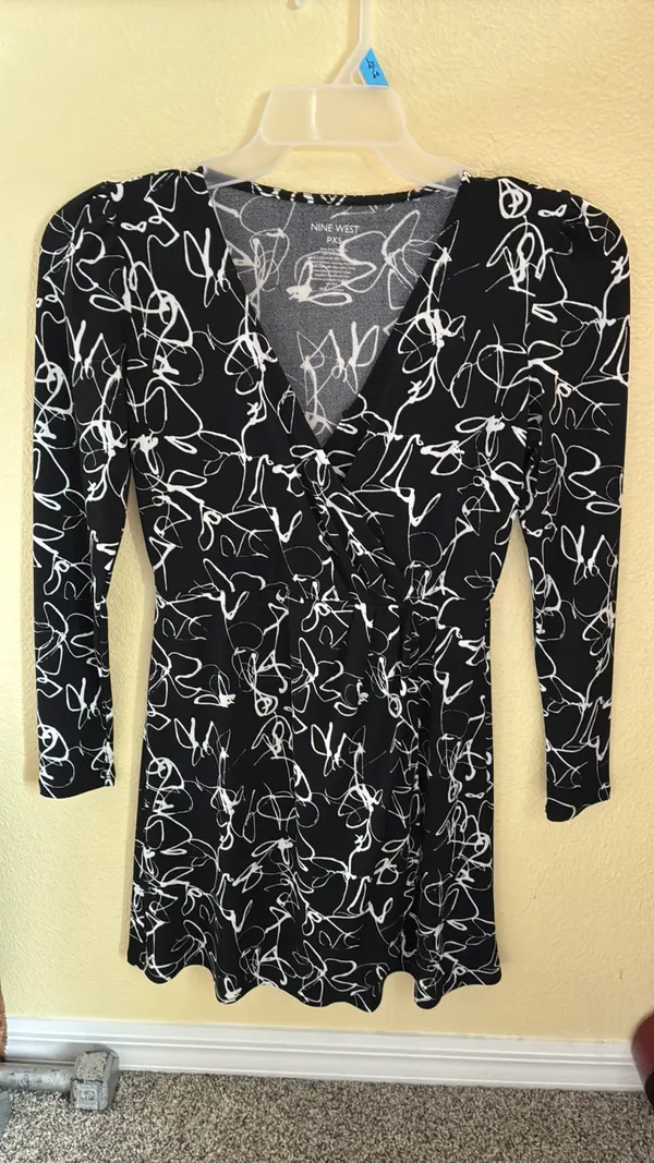 Nine West Black Dress White Print - Image 4