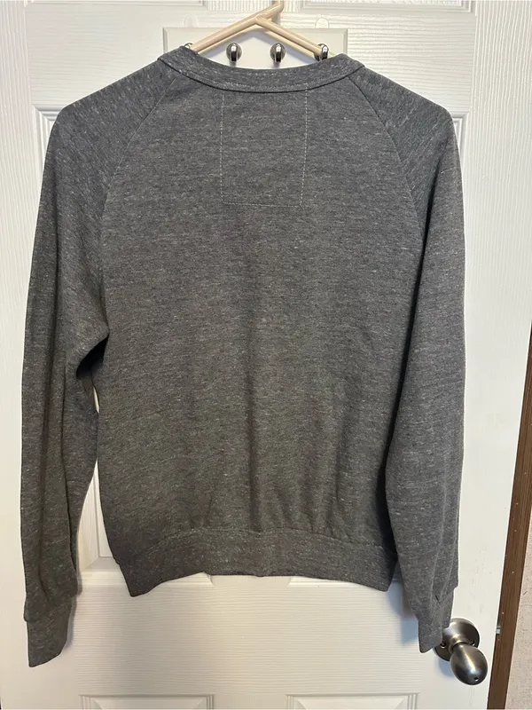 Aviator Nation Gray Off-Shoulder Sweatshirt with Black Lightning Bolt - Image 5