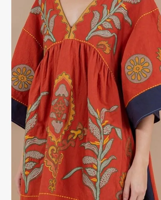 Women's oversized embroidered dress With 3/4 sleeve - Image 5