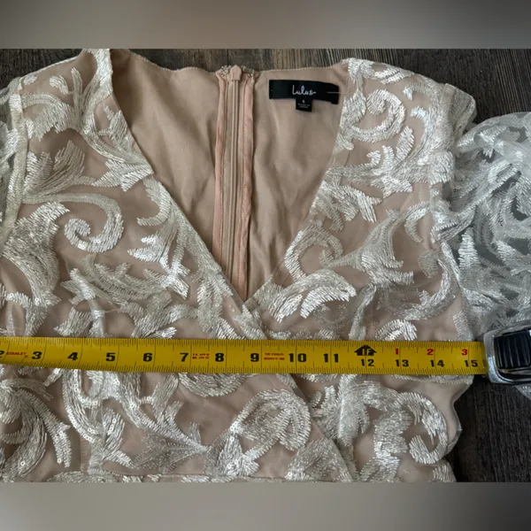 Lulu’s Celebration Hour White Sequin Embroidered Mini Party Dress‎ size Small - Image 9