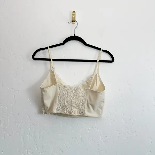 Cider | Lace Trim Baby Doll Crop Tank Cami Y2K Top, Pale Yellow‎ - Image 4