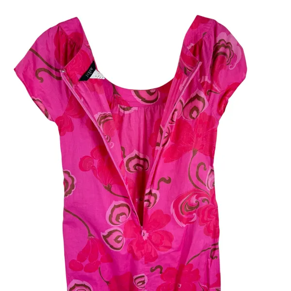 J. Crew 100% Cotton Preppy‎ Pink Floral Cap Sleeve Mini Dress Pockets Size 0 - Image 3